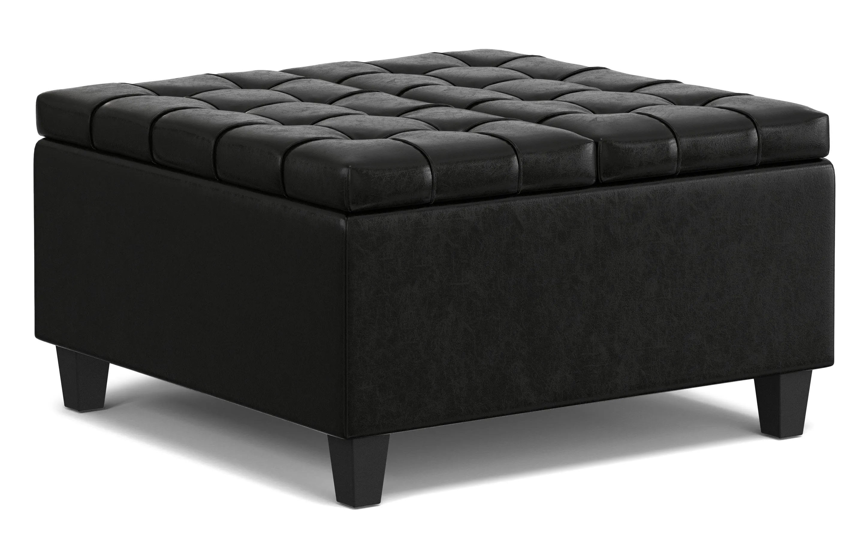 Harrison Small Square Coffee Table Storage Ottoman in Vegan Leather