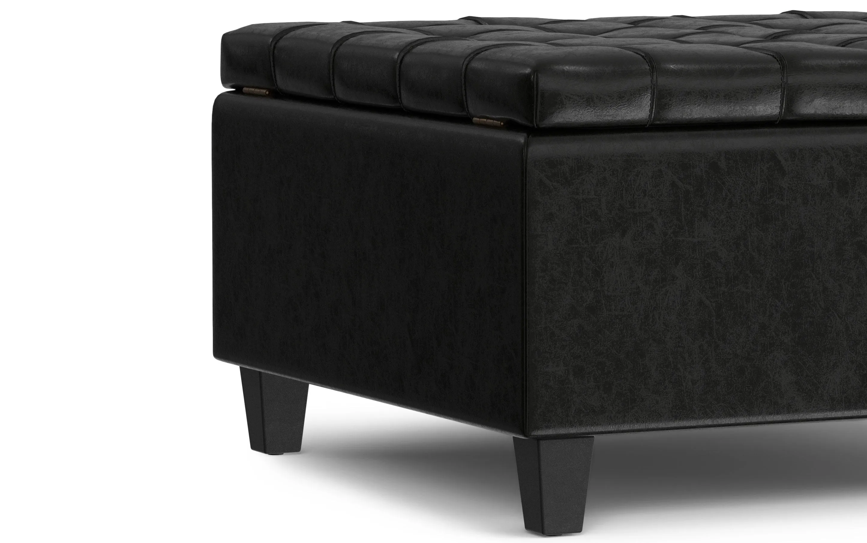 Harrison Small Square Coffee Table Storage Ottoman in Vegan Leather