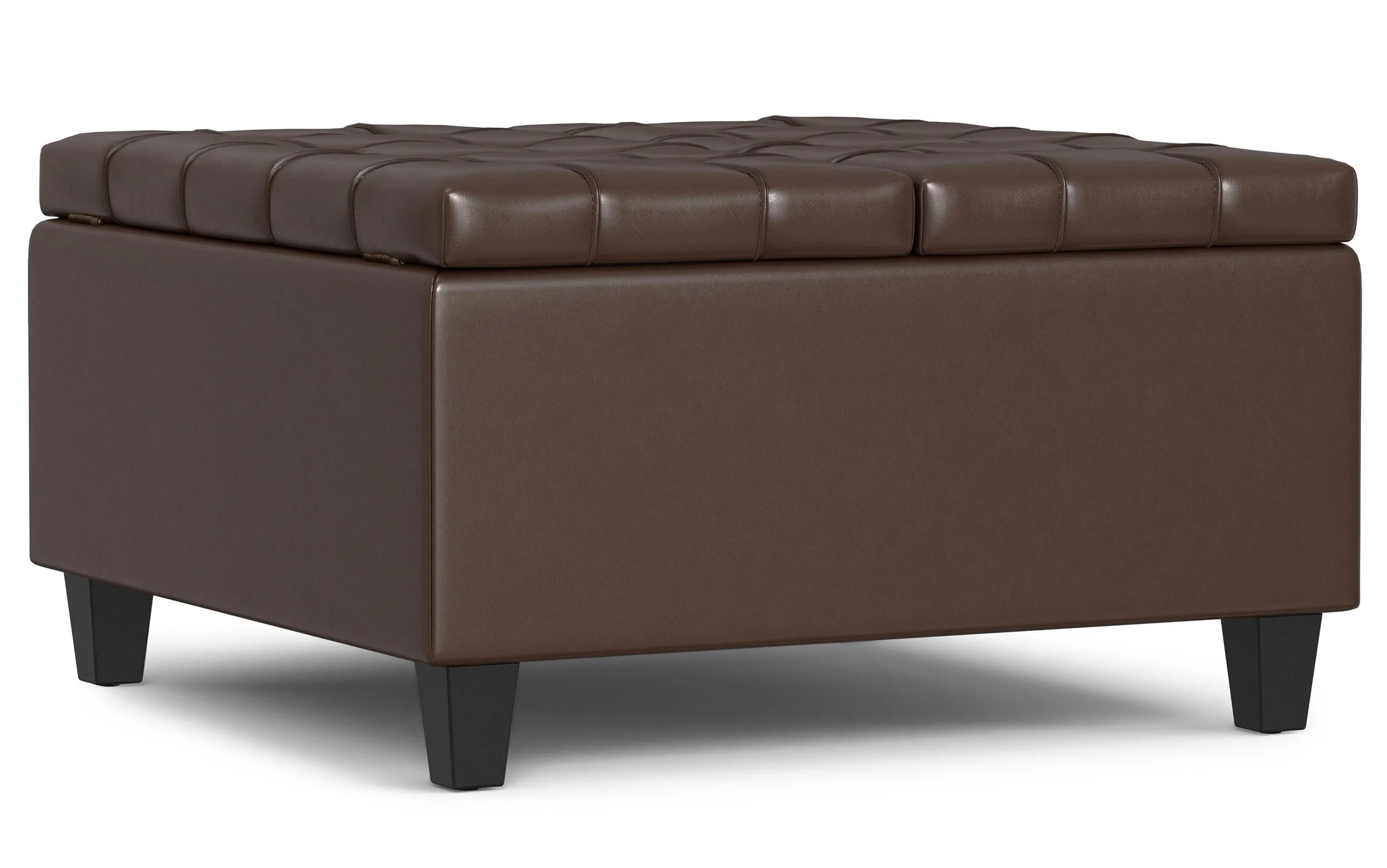 Harrison Small Square Coffee Table Storage Ottoman in Vegan Leather