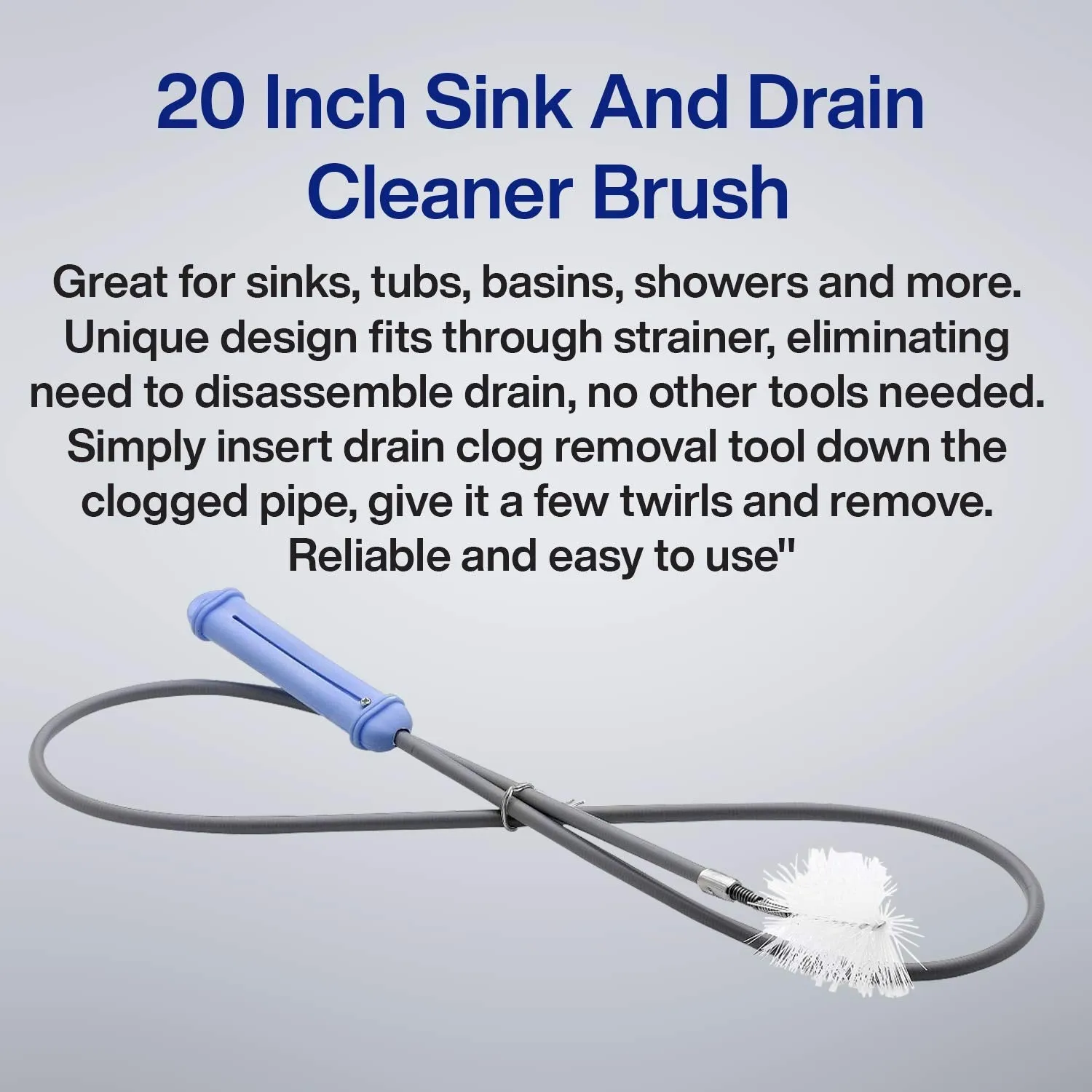 Katzco Drain Cleaner And Clog Remover - 20 Inch Hard Plastic - Hair Catcher Sink Dredge