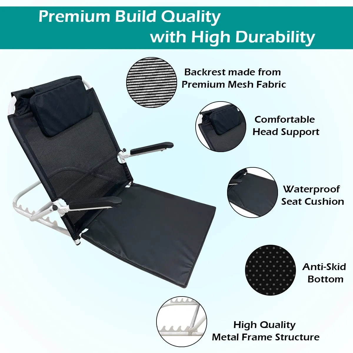 Kawachi 6 Angle Adjustable Surgical Patient Lifting Bed Backrest Support Chair, Cushioned Back Washable, Reusable, Non-toxic, Long Lasting, Portable & Foldable- KW124-Advance