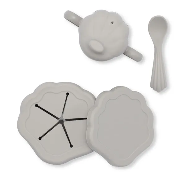 Konges Sløjd Silicone Dinner Set CLAM - Warm Grey