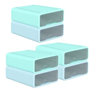 Kuber Industries (Set of 6) Stackable Stationary Organizers Drawer with Translucent for Home, Office & Makeup Suppliance | Desktop Storage Box Table Organiser, JSNH604L-1BG | Blue & Green