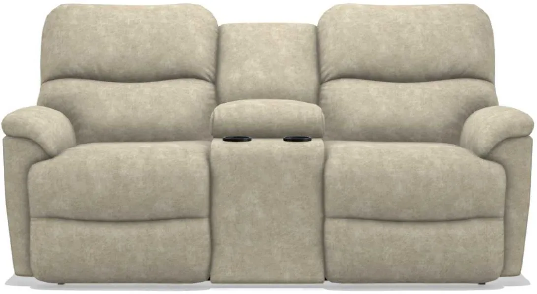 La-Z-Boy Trouper PowerRecline La-Z-Time Stucco Reclining Loveseat with Console