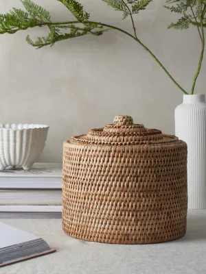 Leith Natural Rattan Medium Lidded Storage Box