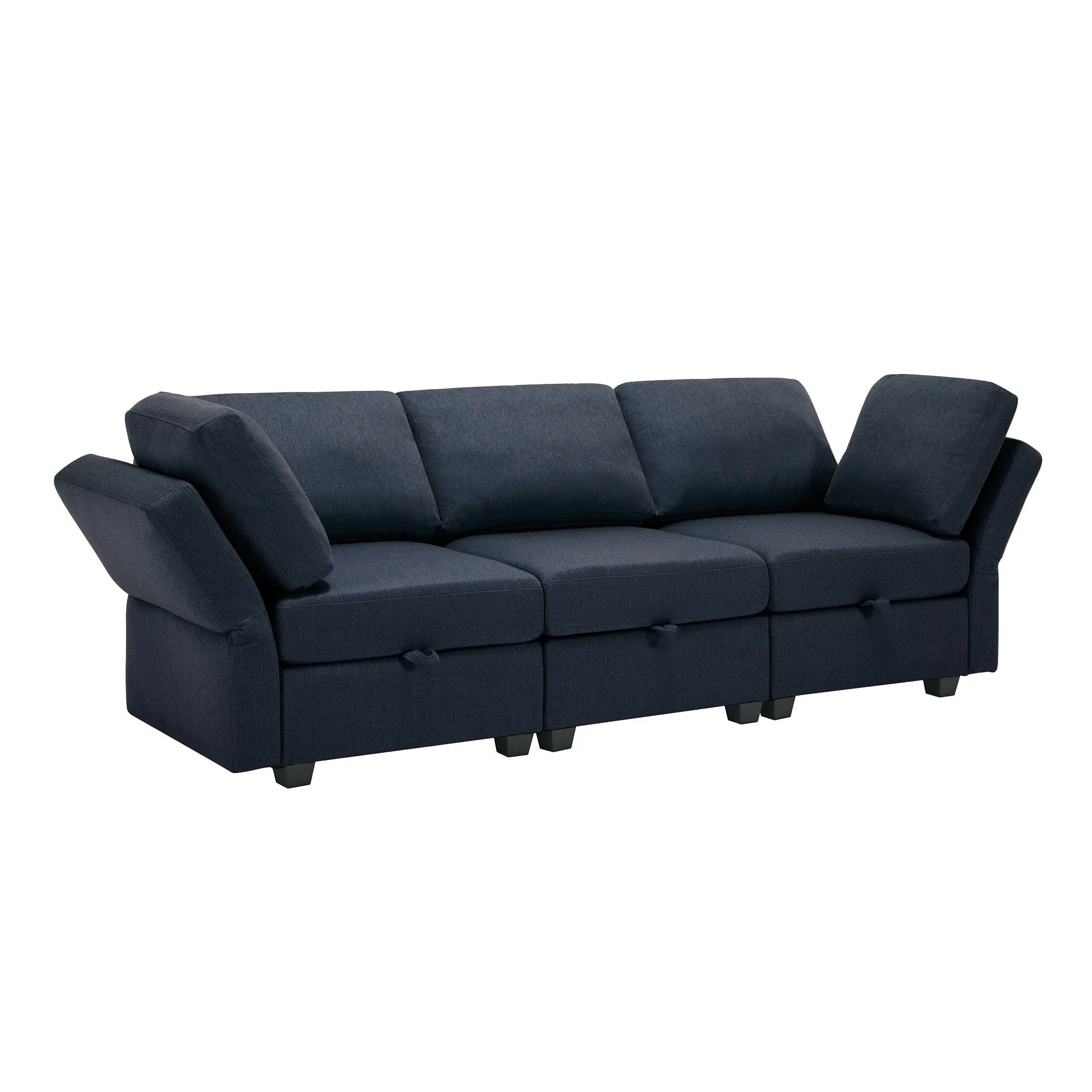 Living Room Furniture 7 Piece Set Including One 3-Seater Sofa and Two 2 Loveseats , Adjustable Arms and Backs Comforty Sofas & Couches with Comfy Seat and Arm Cushions - Blue