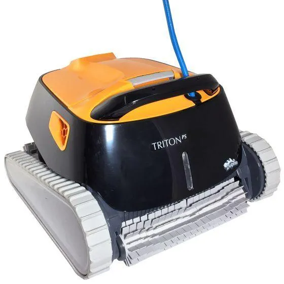 Maytronics Dolphin Triton PS Robotic Pool Vacuum Cleaner with Universal Caddy