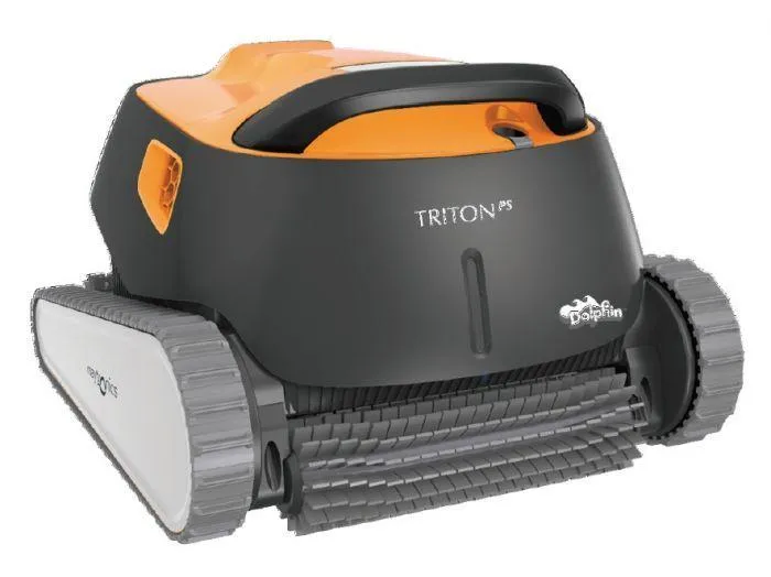 Maytronics Dolphin Triton PS Robotic Pool Vacuum Cleaner with Universal Caddy