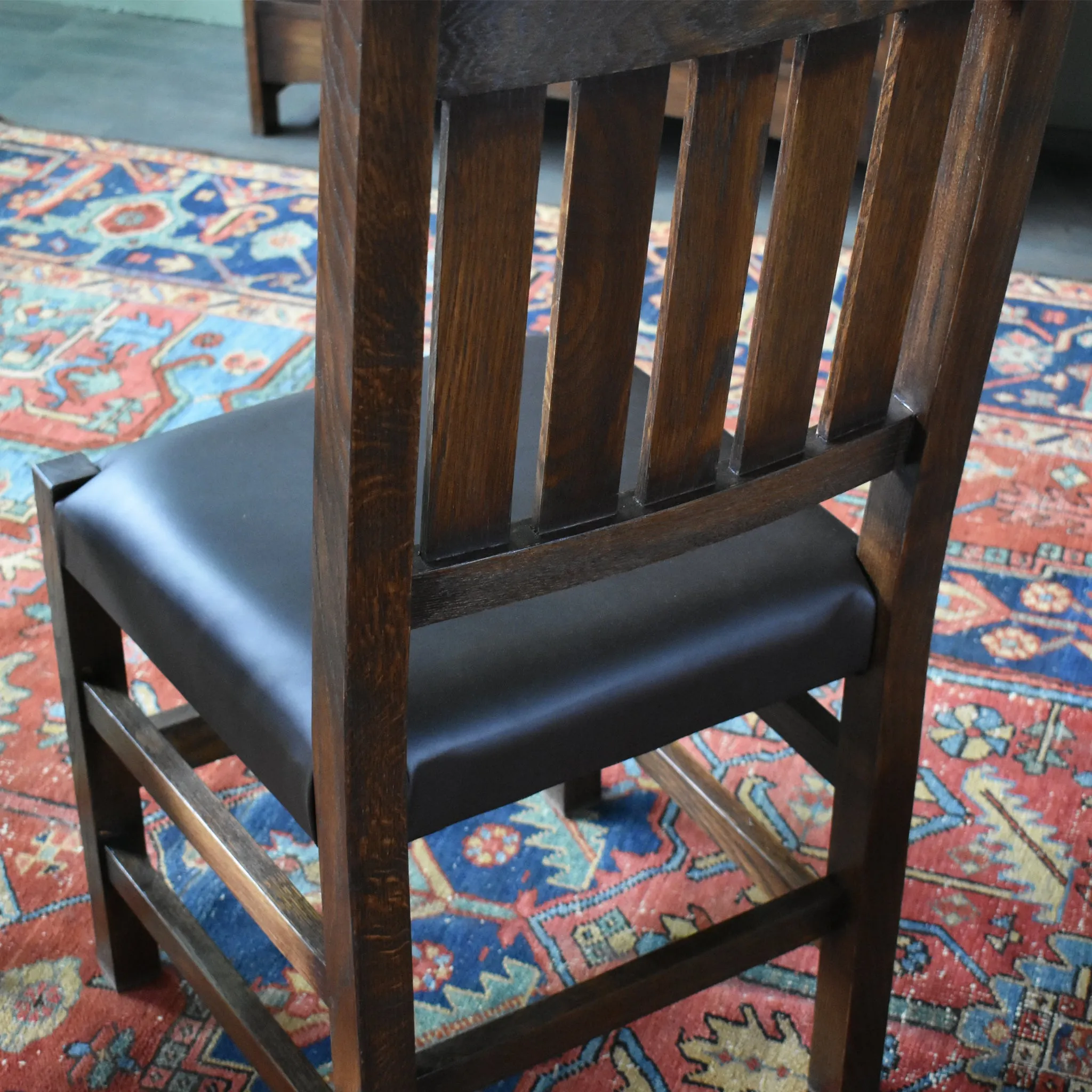 Mission 70" Solid Oak Dining Table Set with 6 Slat Back Chairs