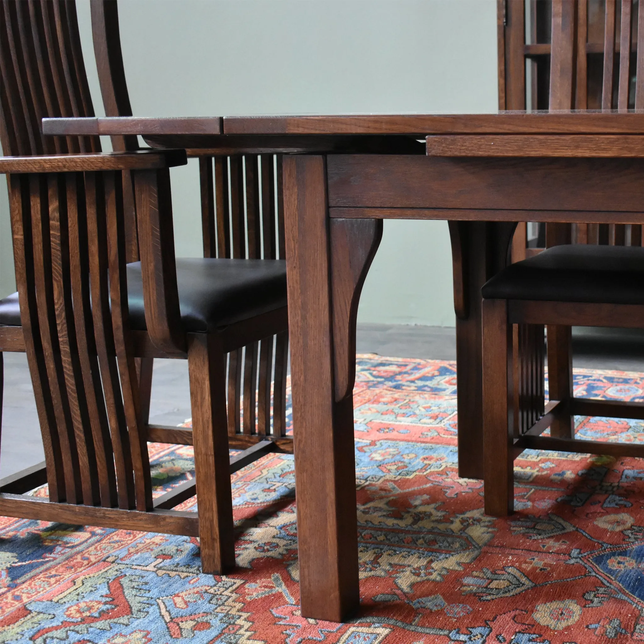 Mission Stow Leaf Table with #401 Chair Dining Set - Dark Oak