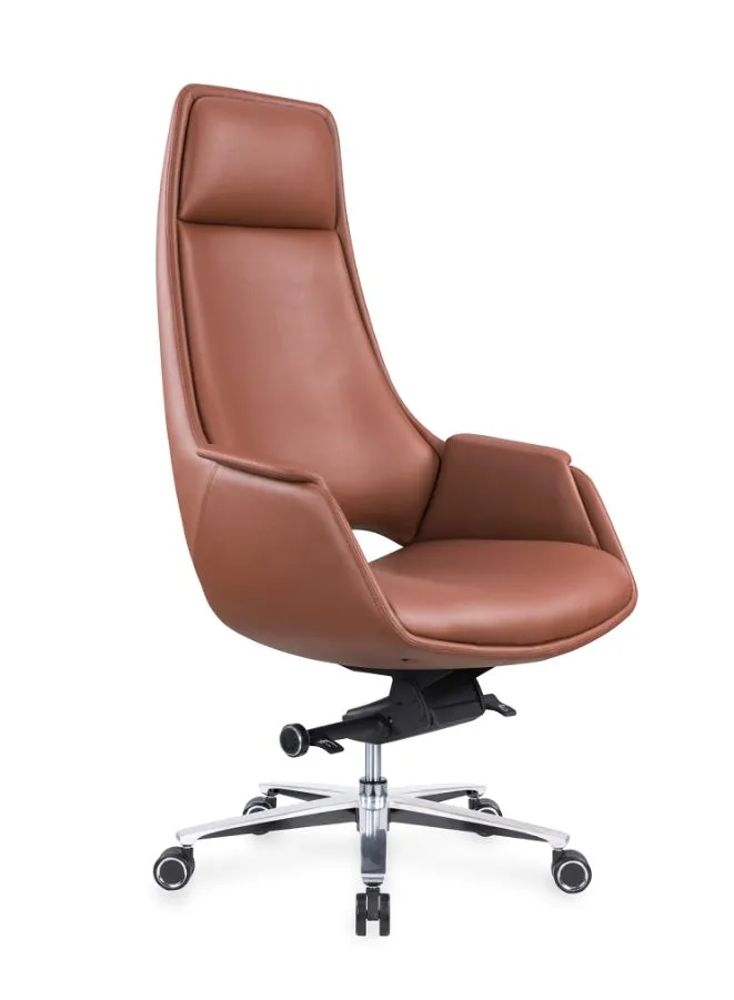 Modern Stylish Height Adjustable High Back Executive Office Chair with Genuine Leather Seats for Office, Home