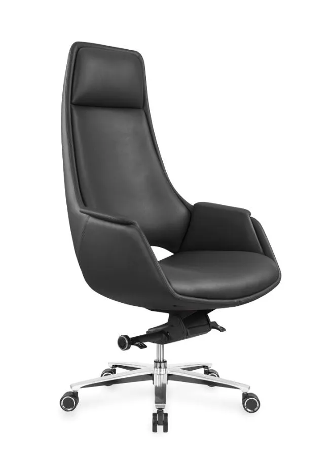 Modern Stylish Height Adjustable High Back Executive Office Chair with Genuine Leather Seats for Office, Home