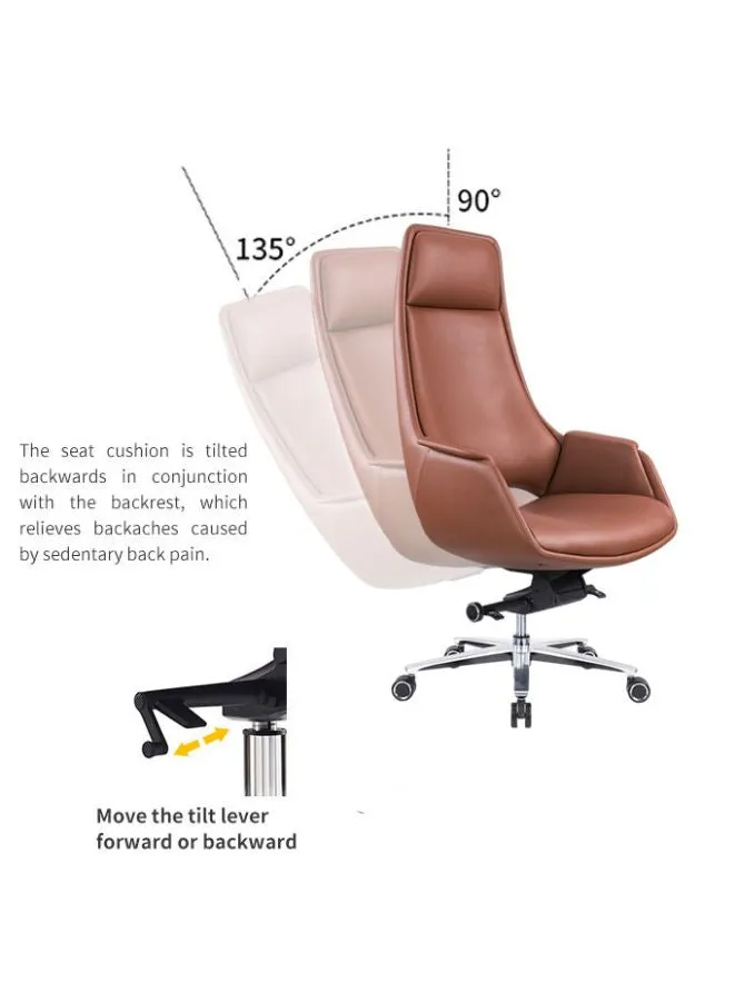 Modern Stylish Height Adjustable High Back Executive Office Chair with Genuine Leather Seats for Office, Home