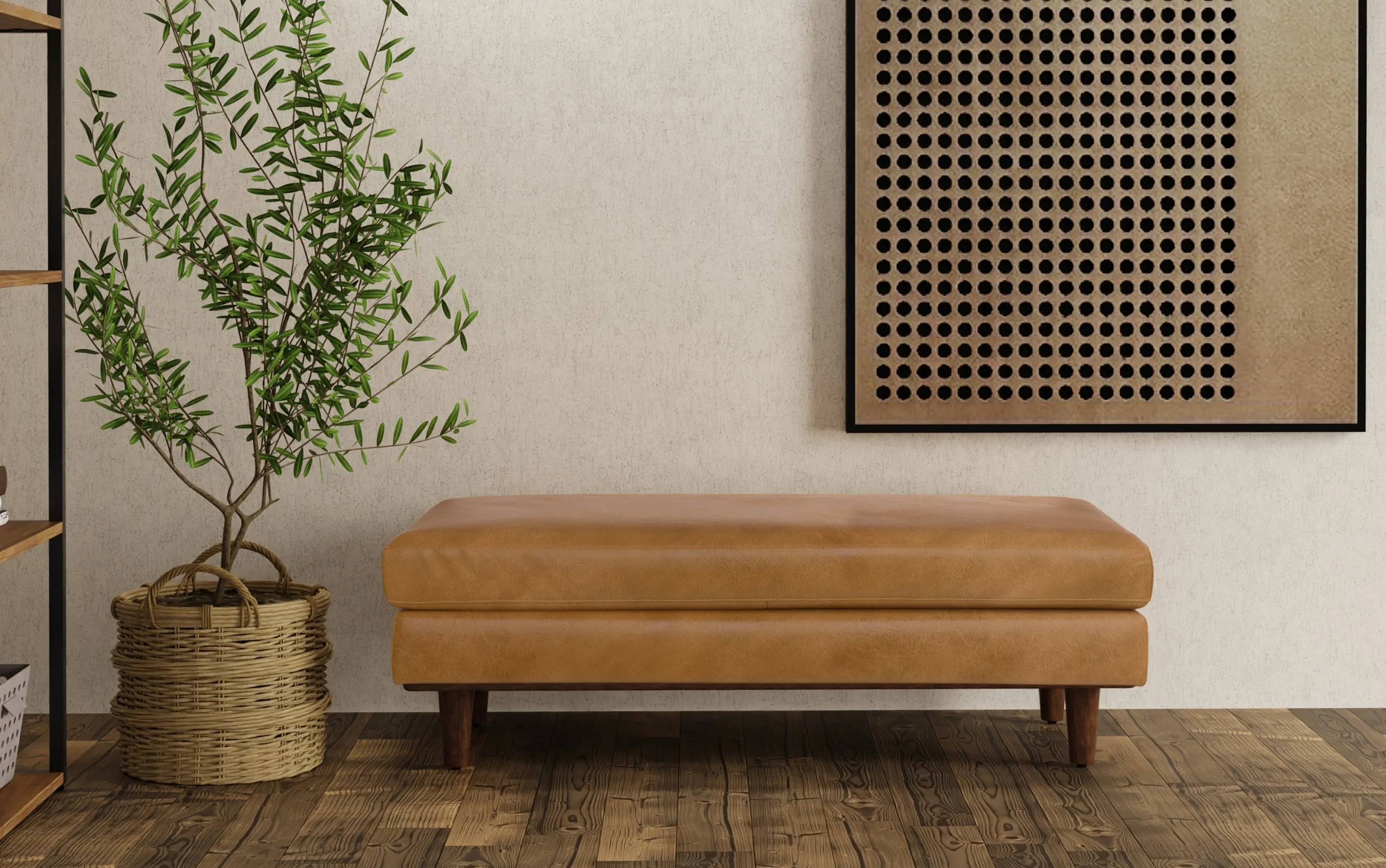 Morrison Large Rectangular Ottoman in Genuine Leather