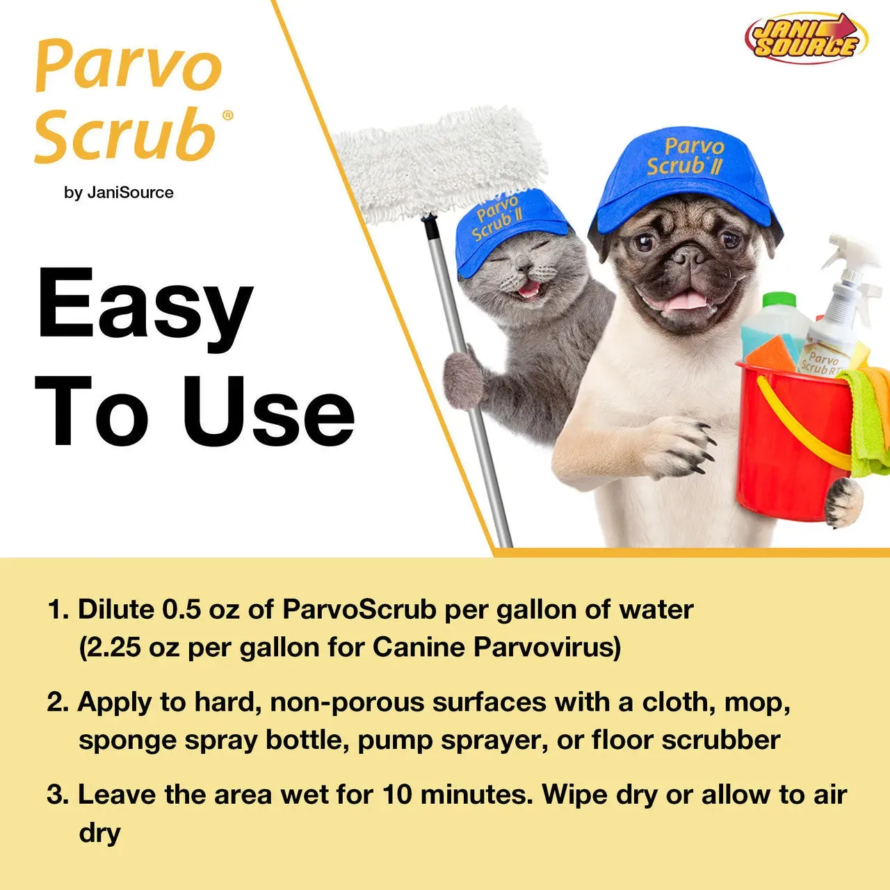 ParvoScrub II 1:256 Super Concentrate Kennel Disinfectant, Cleaner, & Deodorant, Kills Human Coronavirus, 1 Gallon