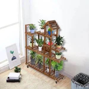 Plant Stand: Free Form Multi-Tiered Solid Wood Plant Stand