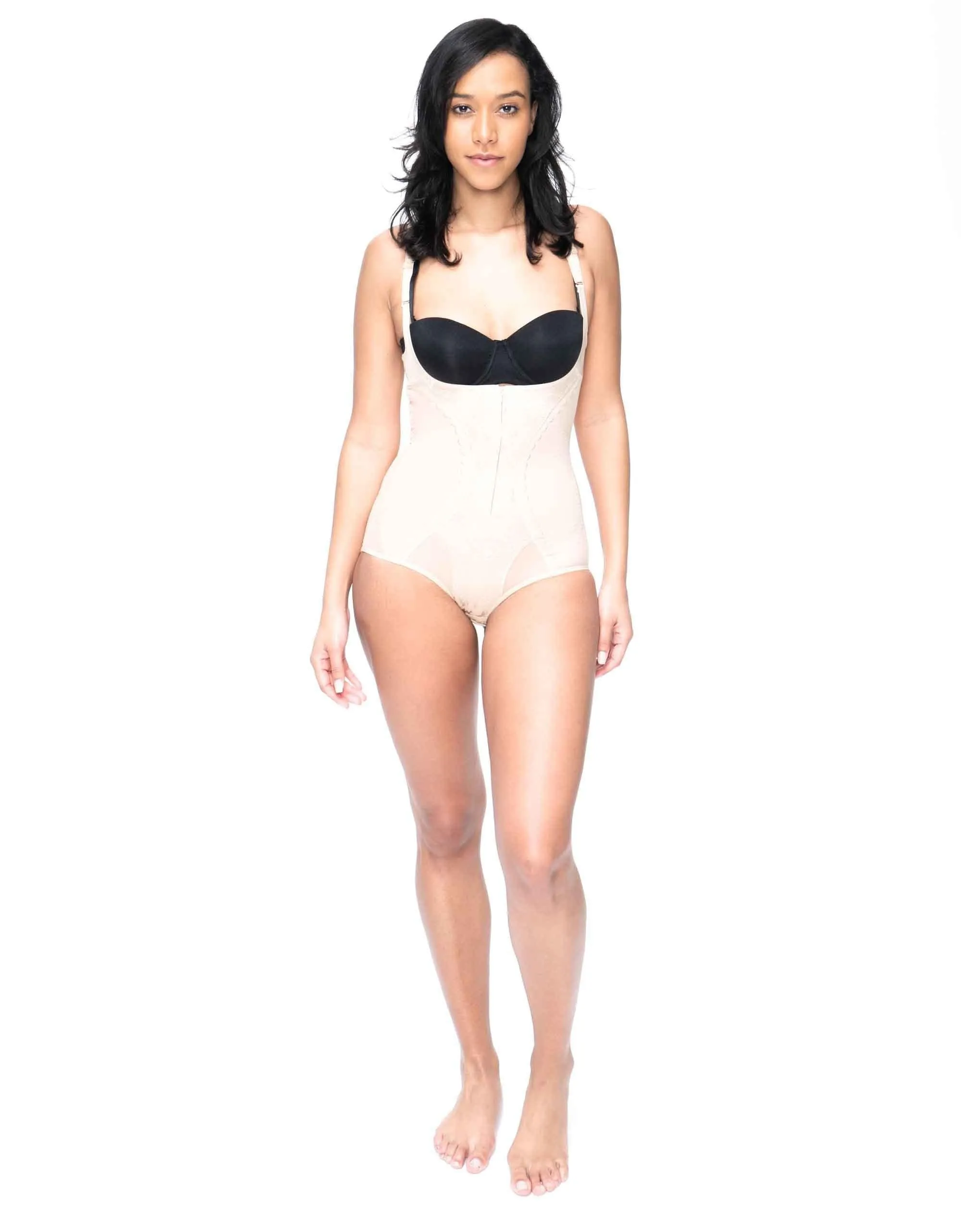 Powermesh Shapewear Bodysuit with Front Zipper