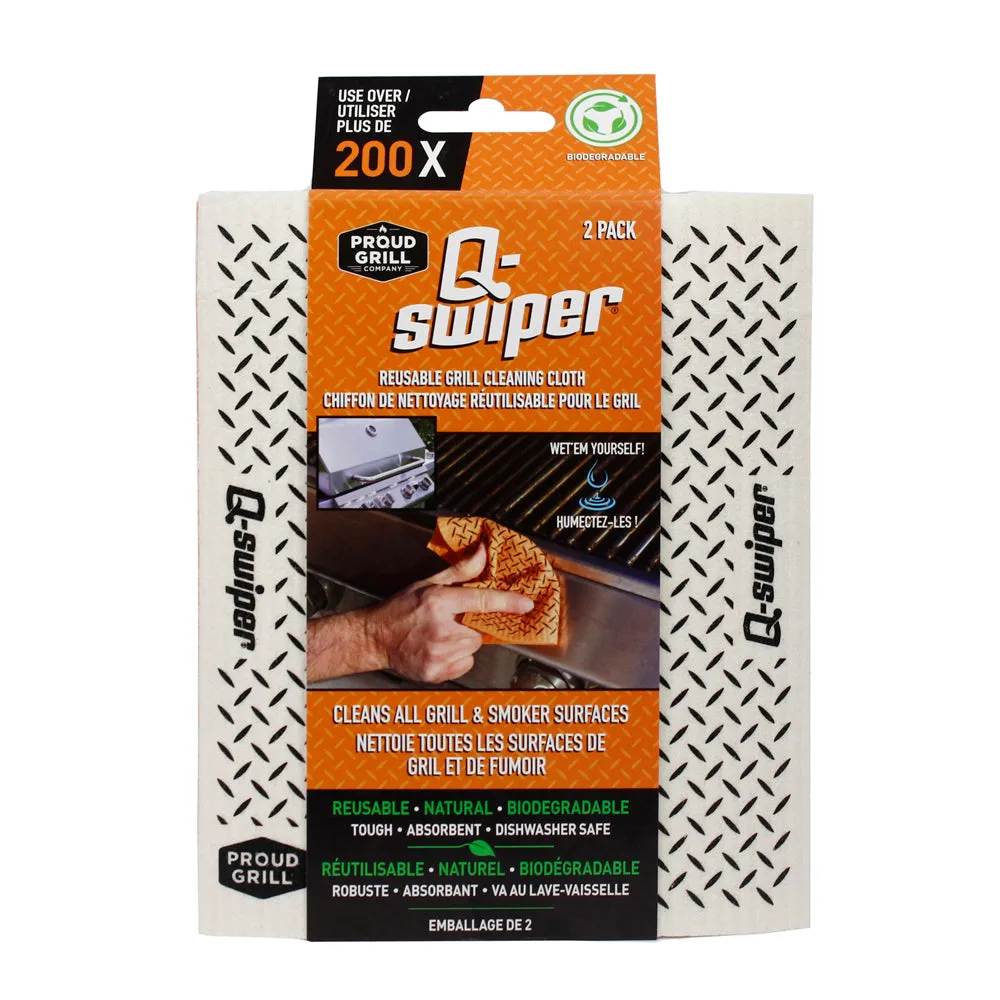 Q-Swiper Reusable Biodegradable Grill Cleaning Cloths Cellulose/Cotton 2 Pack