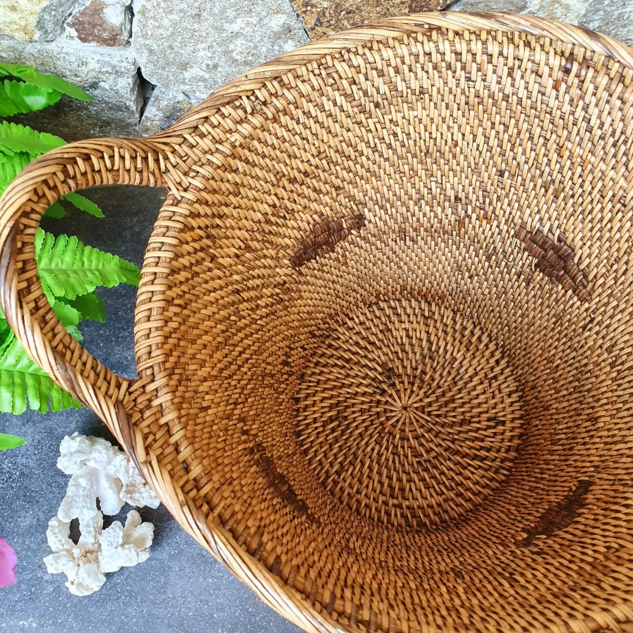 Rubbish Bin Round Rattan Baskets With Handles