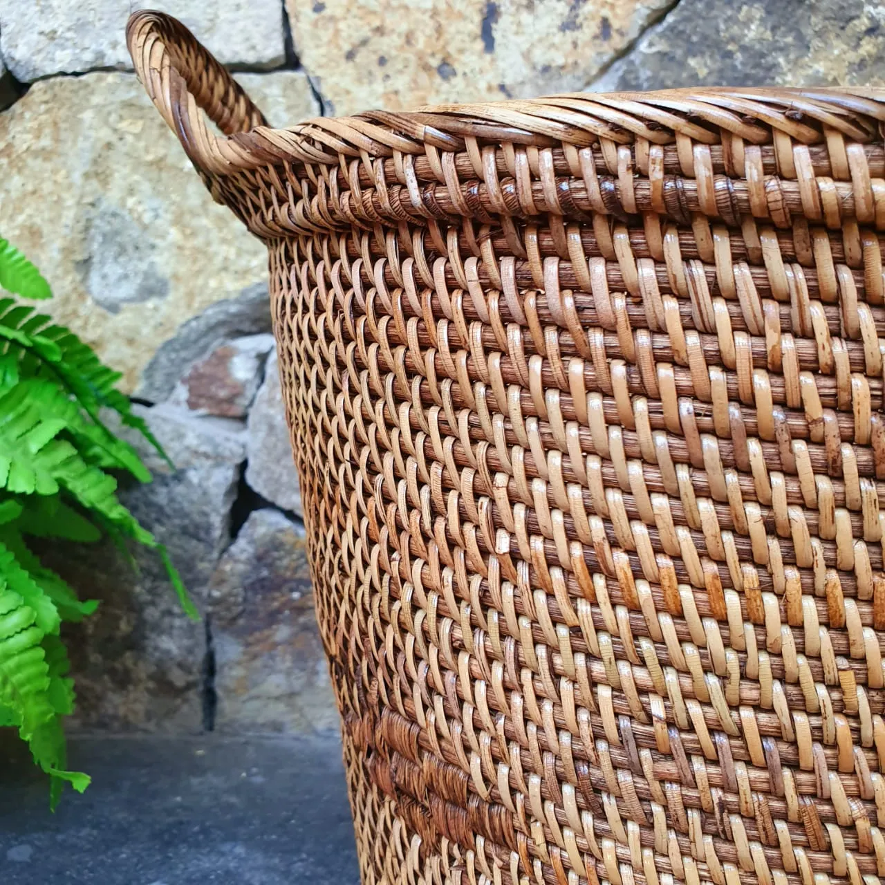 Rubbish Bin Round Rattan Baskets With Handles