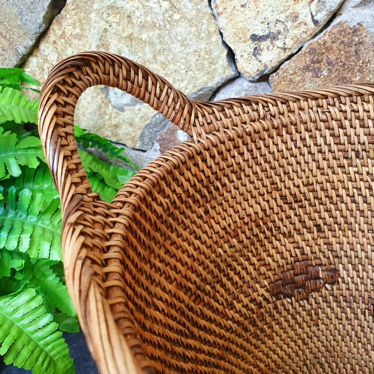 Rubbish Bin Round Rattan Baskets With Handles