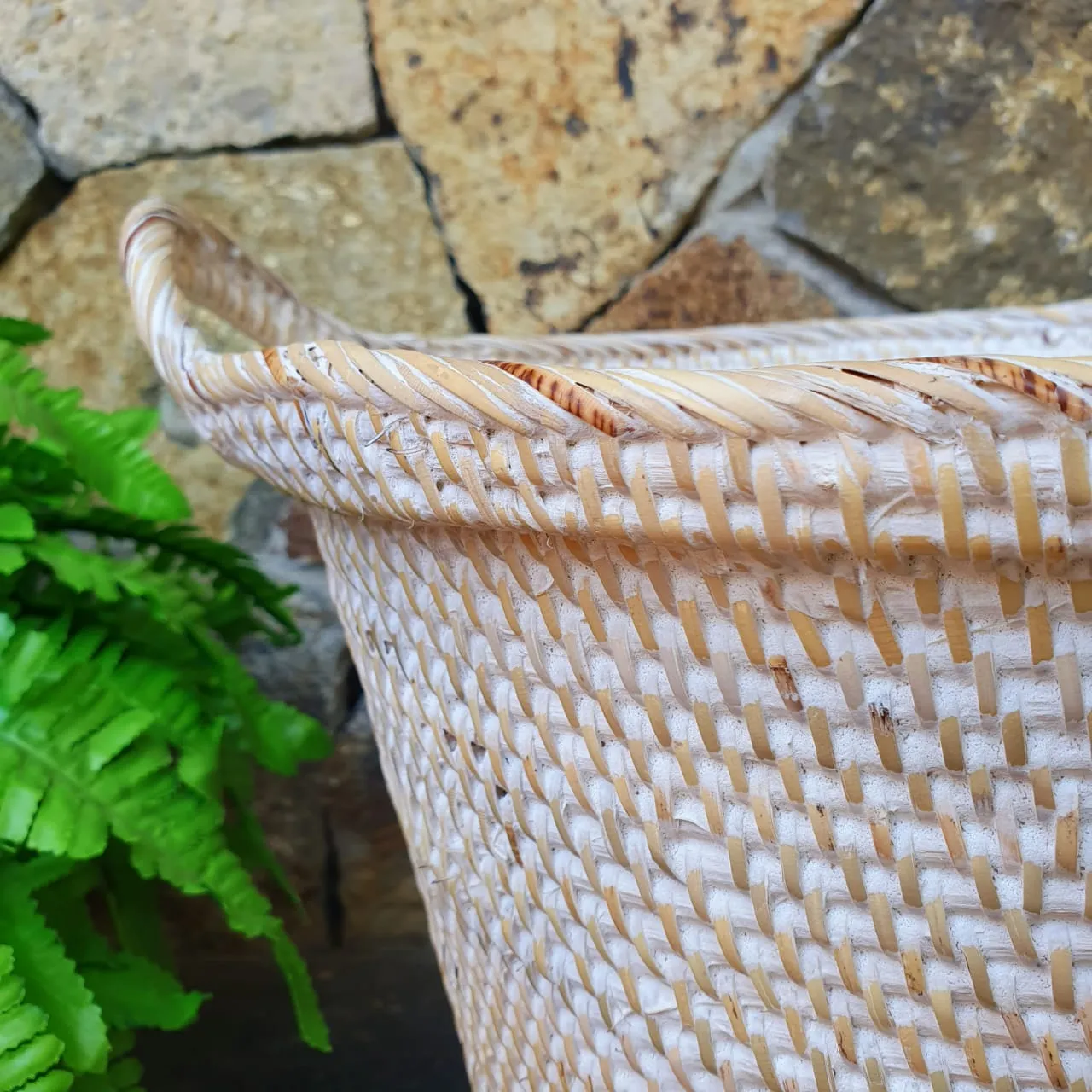 Rubbish Bin Round Rattan Baskets With Handles