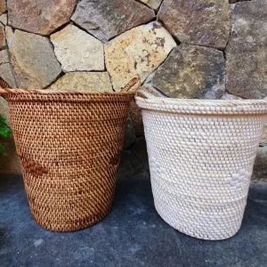 Rubbish Bin Round Rattan Baskets With Handles