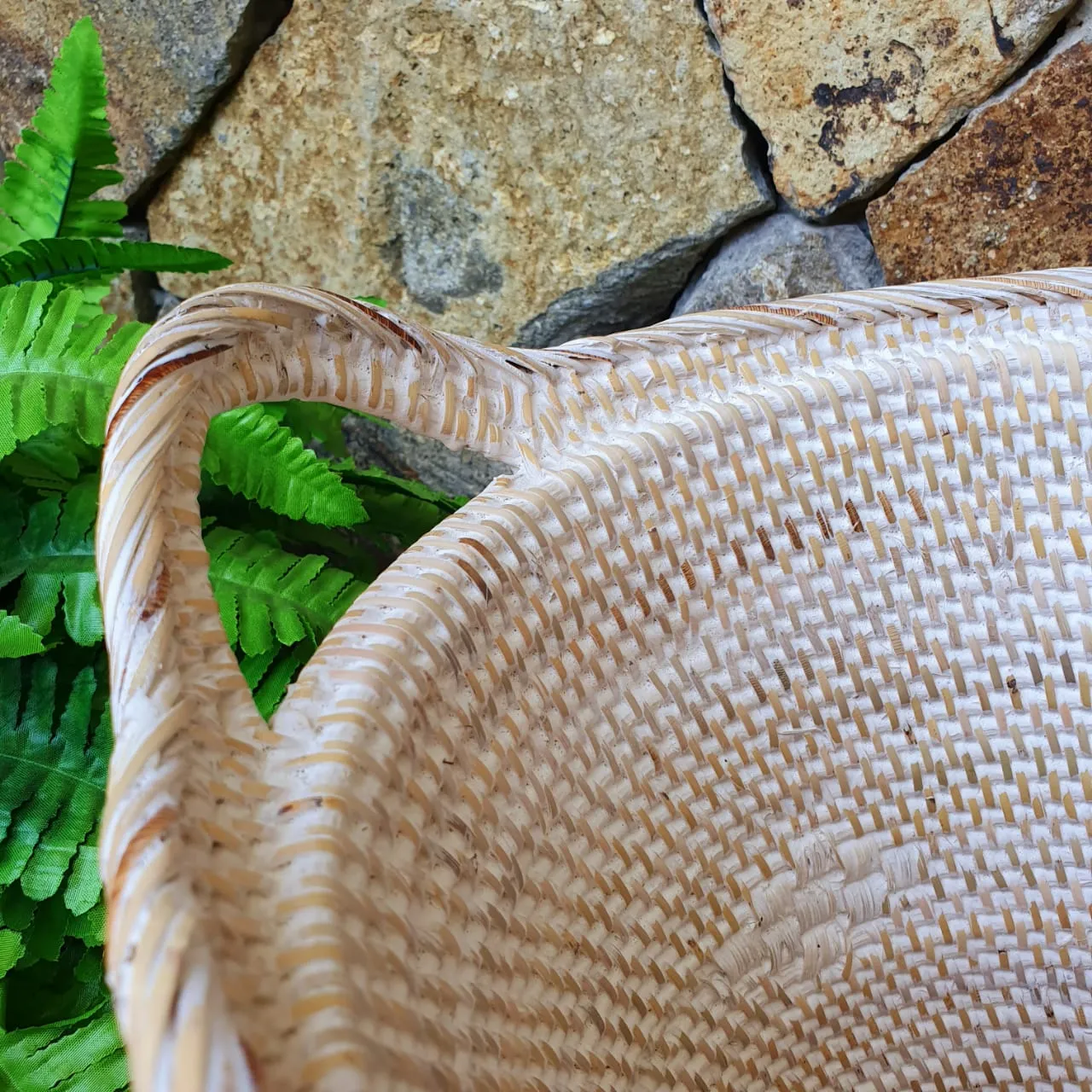 Rubbish Bin Round Rattan Baskets With Handles