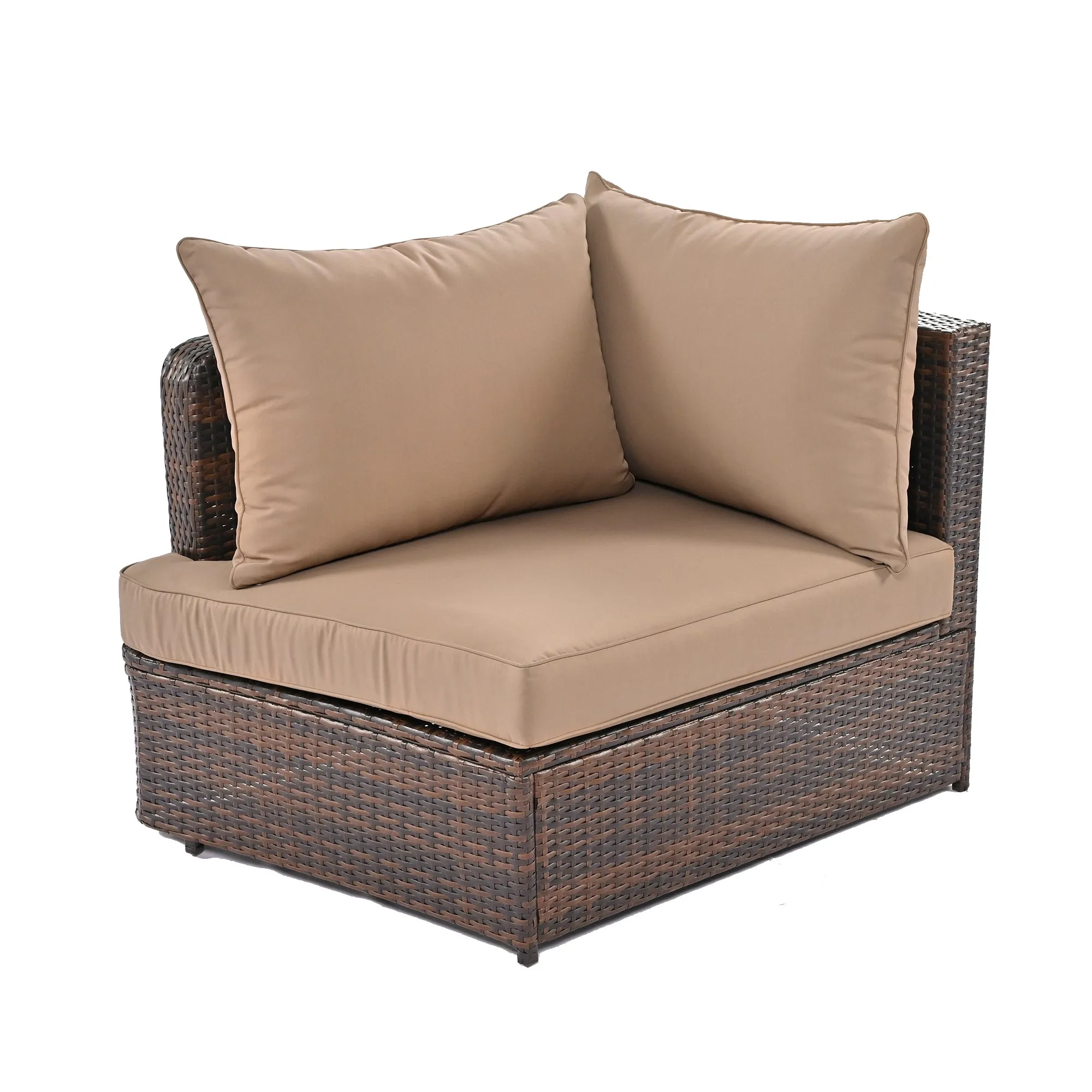 Scarlett 6 Pc Patio Outdoor Conversation Round Sofa Set - Brown