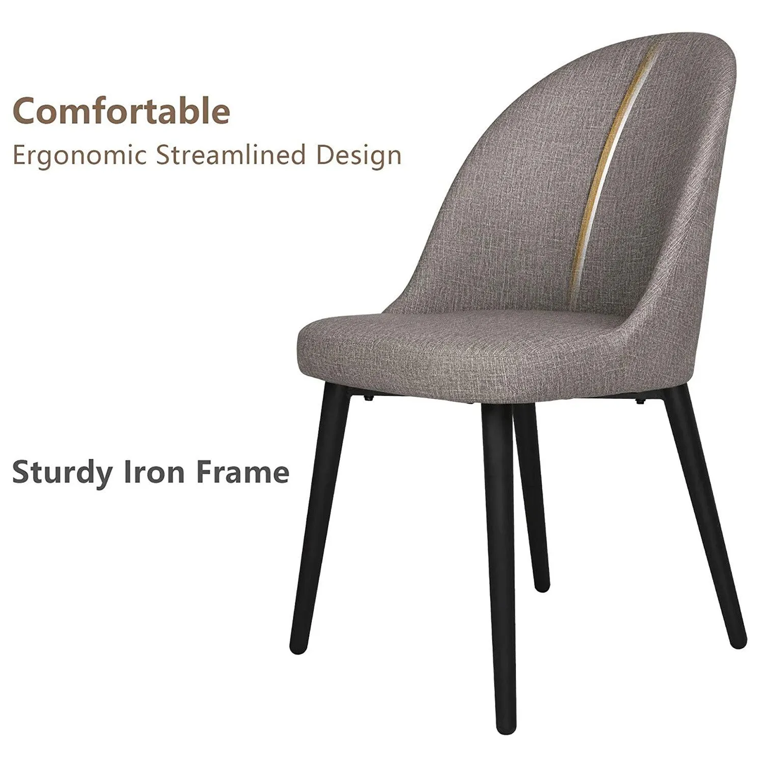 Set of 2 Elegant Modern Dining Chair, Metal Frame Comfortable High Class Vinyl Seat, Gray