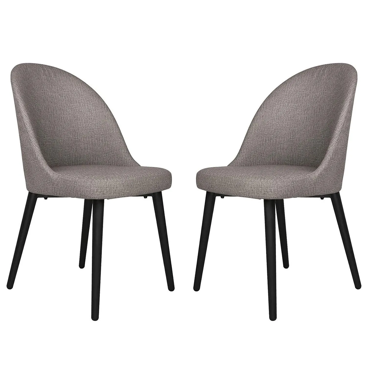 Set of 2 Elegant Modern Dining Chair, Metal Frame Comfortable High Class Vinyl Seat, Gray