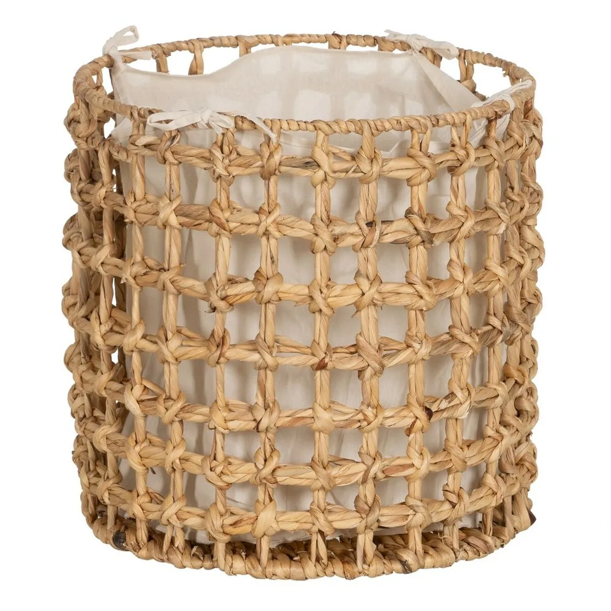 Set of Baskets Beige Cream Natural Fibre 45 x 45 x 45 cm (3 Units)