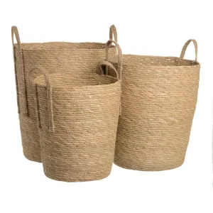 Set of Baskets Natural Rushes 42 x 42 x 48 cm (3 Pieces)