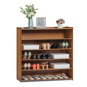 Shoe Organizer - Enclosed Back Panel - 6 Tier - Brown