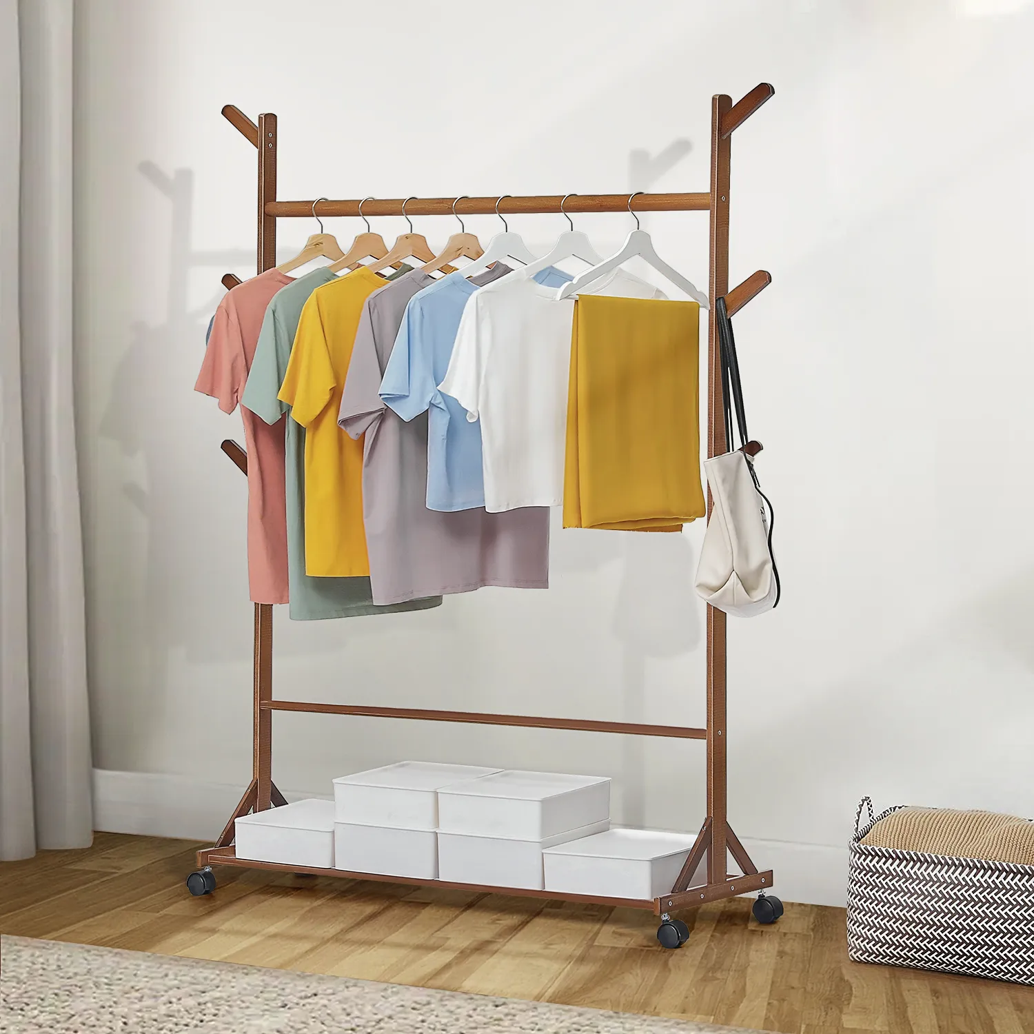 Sliding Garment Clothes Rack - Equal Top - Brown