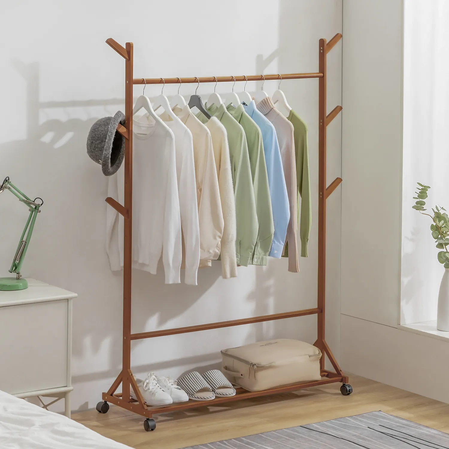 Sliding Garment Clothes Rack - Equal Top - Brown