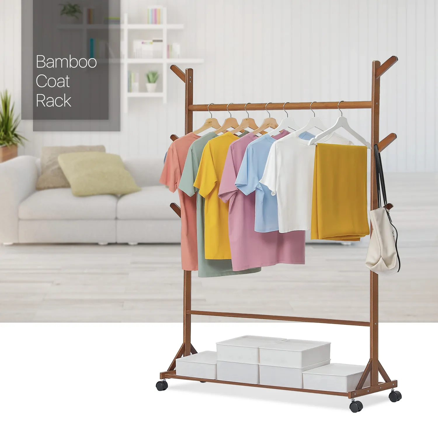 Sliding Garment Clothes Rack - Equal Top - Brown