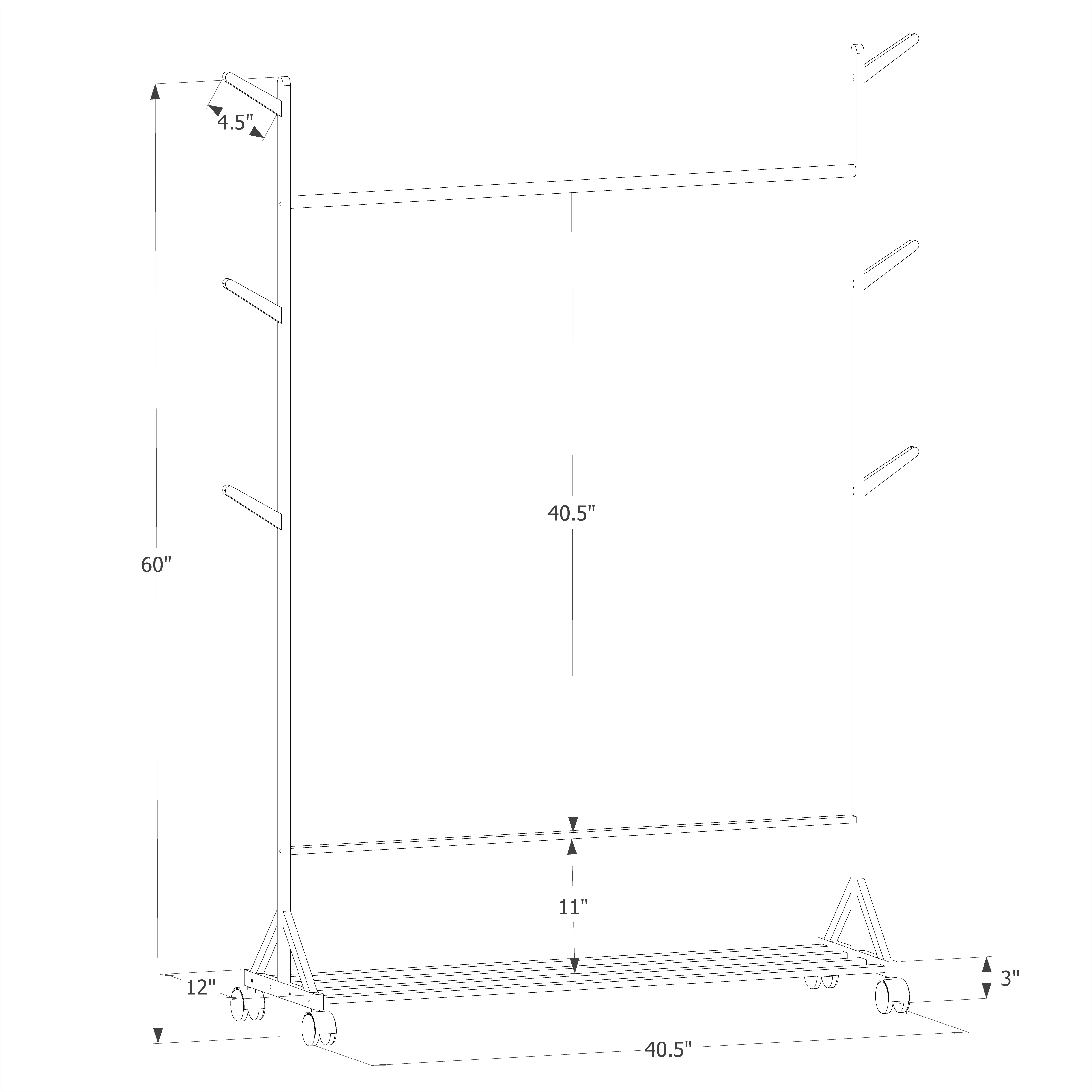 Sliding Garment Clothes Rack - Equal Top - Brown