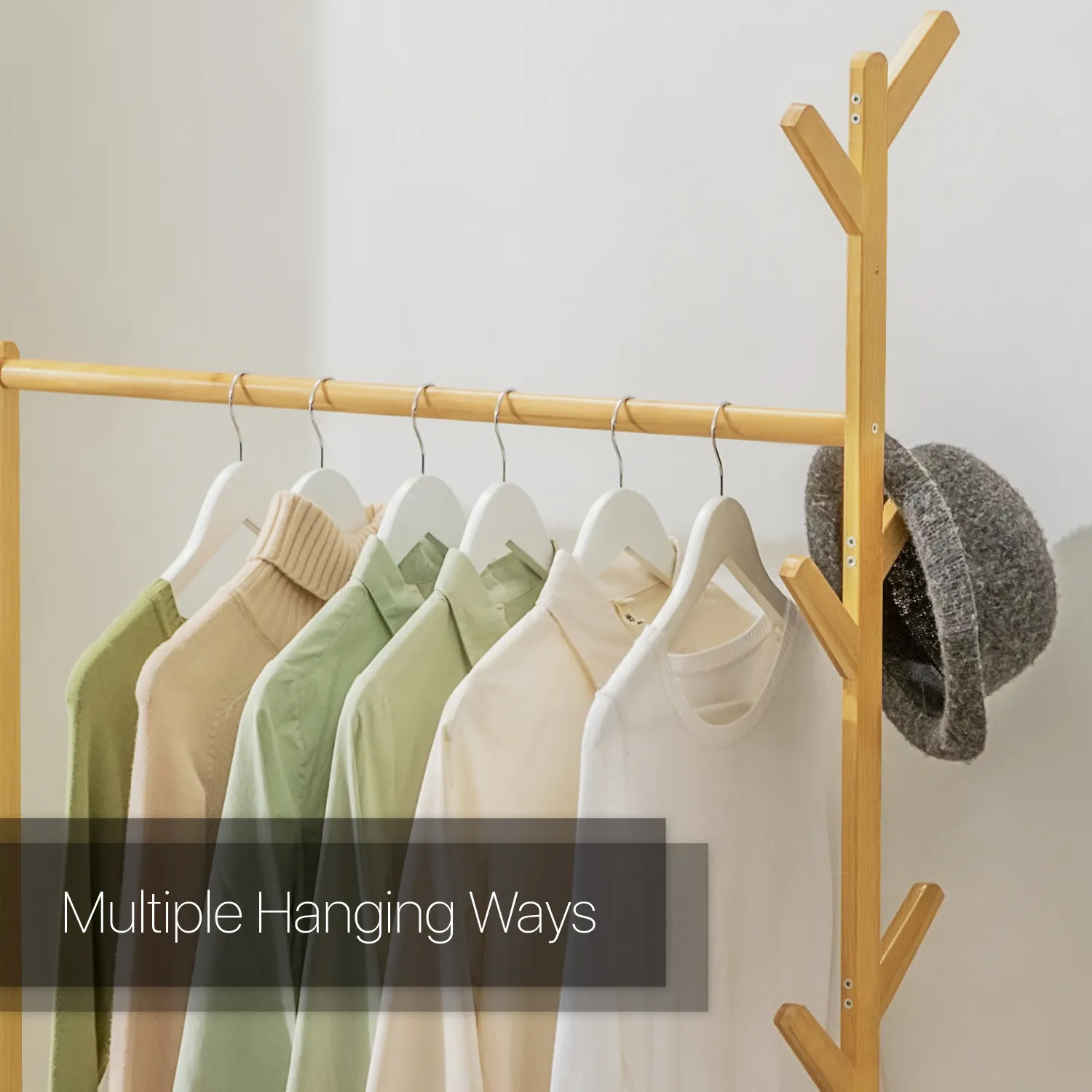 Sliding Garment Clothes Rack - Unequal Top - Natural