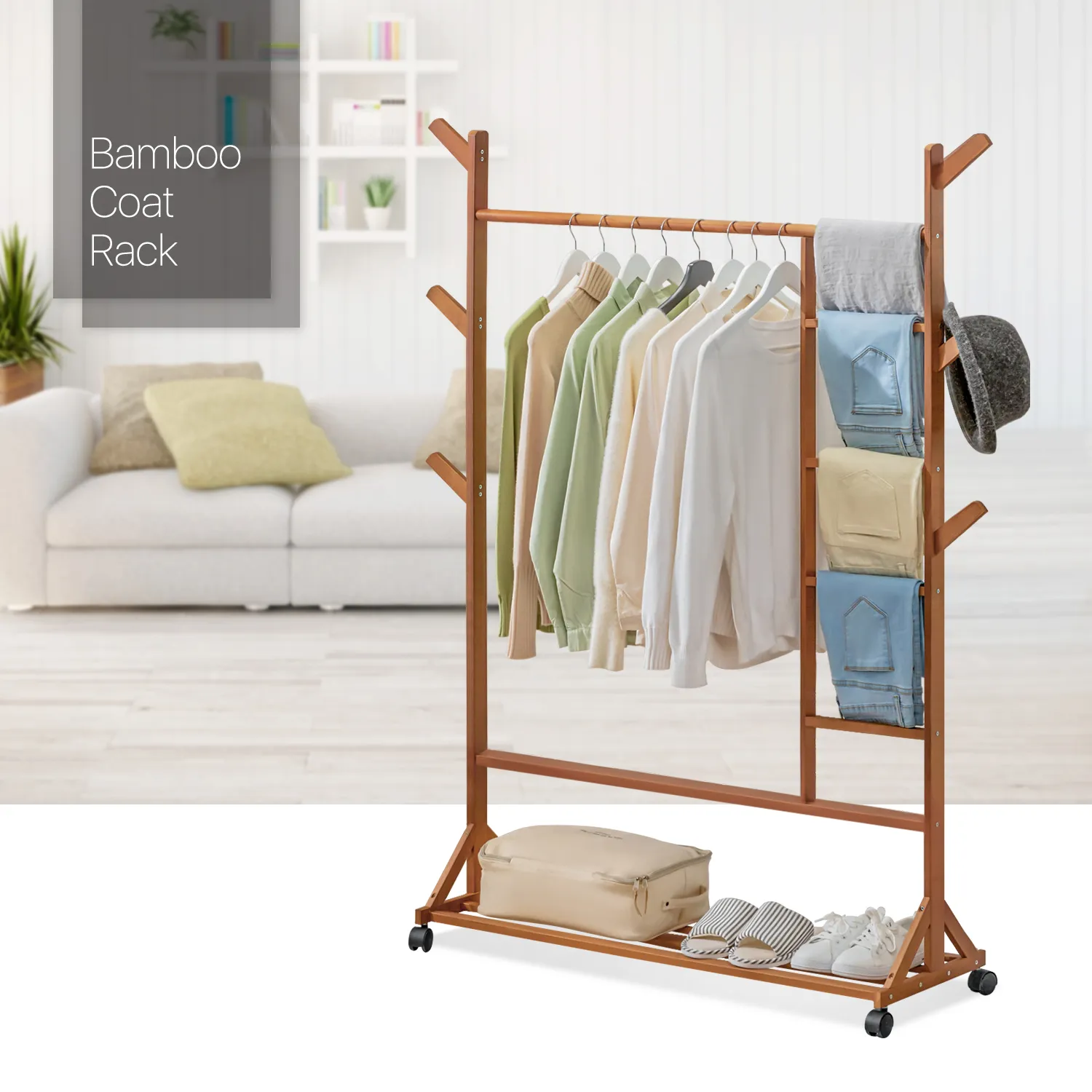 Sliding Garment Clothes Rack - with Pants Rack - Equal Top