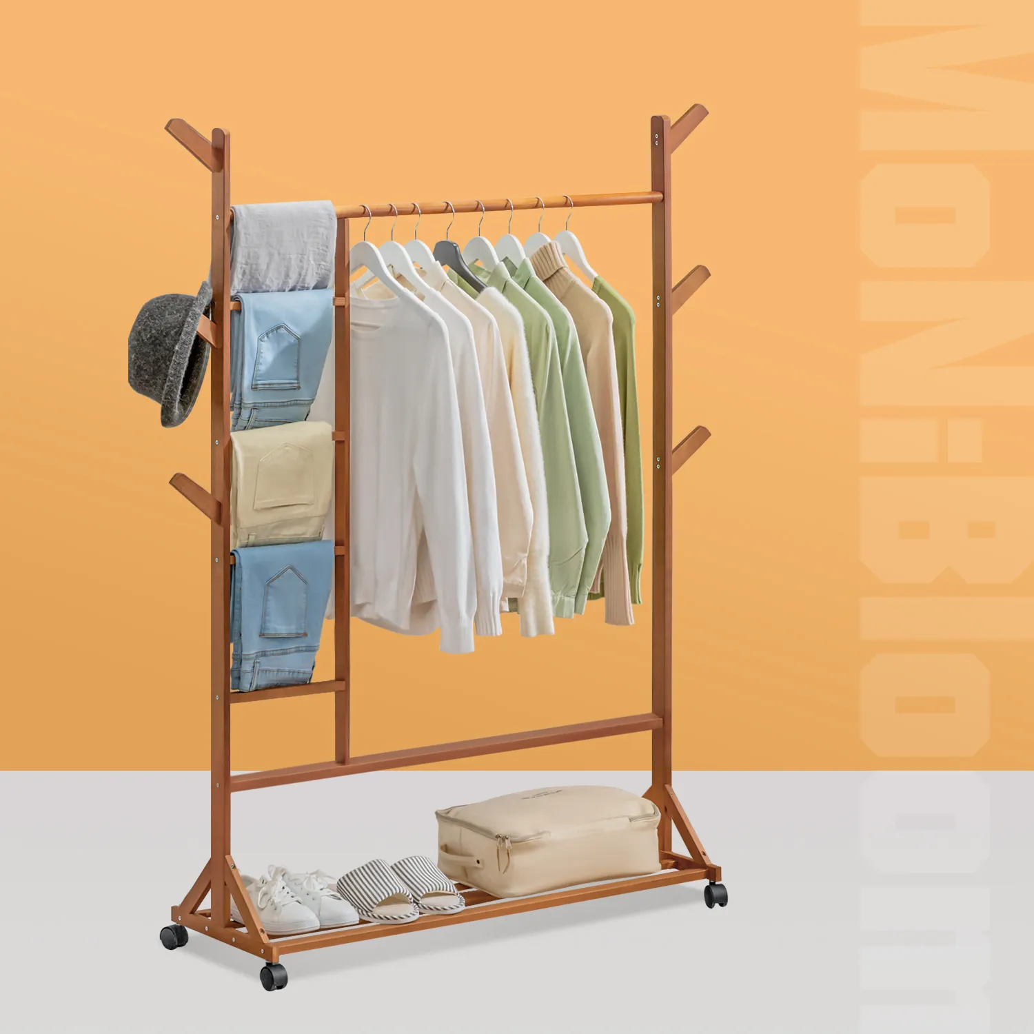 Sliding Garment Clothes Rack - with Pants Rack - Equal Top