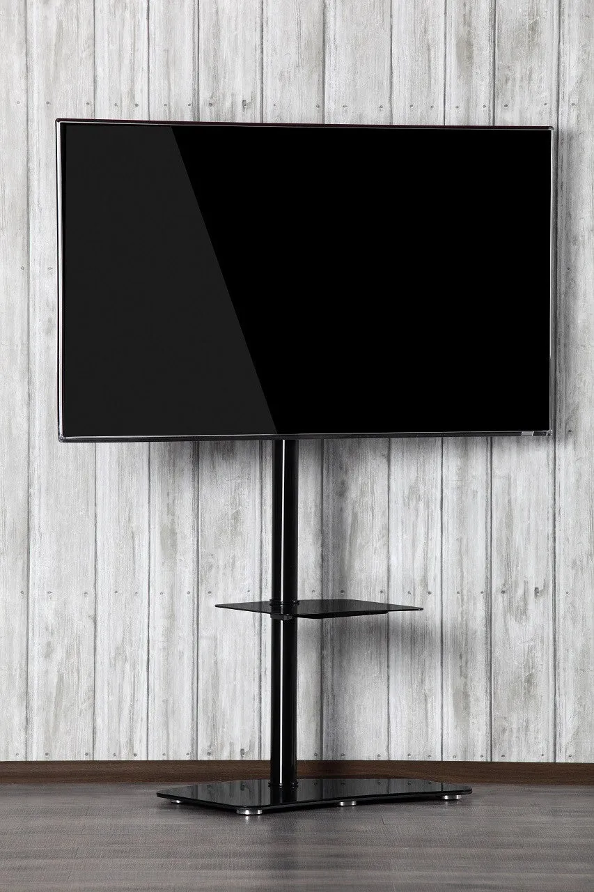 Sonorous PL-2810 Modern TV Floor Stand w/ Tempered Glass Shelf For TVs up to 65" - Black