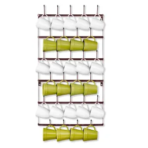 Sorbus Mug Rack for Wall - Large Rustic Coffee Mug Holder Wall Mount with 27 Hooks, Coffee Cup Display Rack, 6-Tier Metal Mug Organizer for Home, Kitchen & Bar, Coffee Station, Dining Room