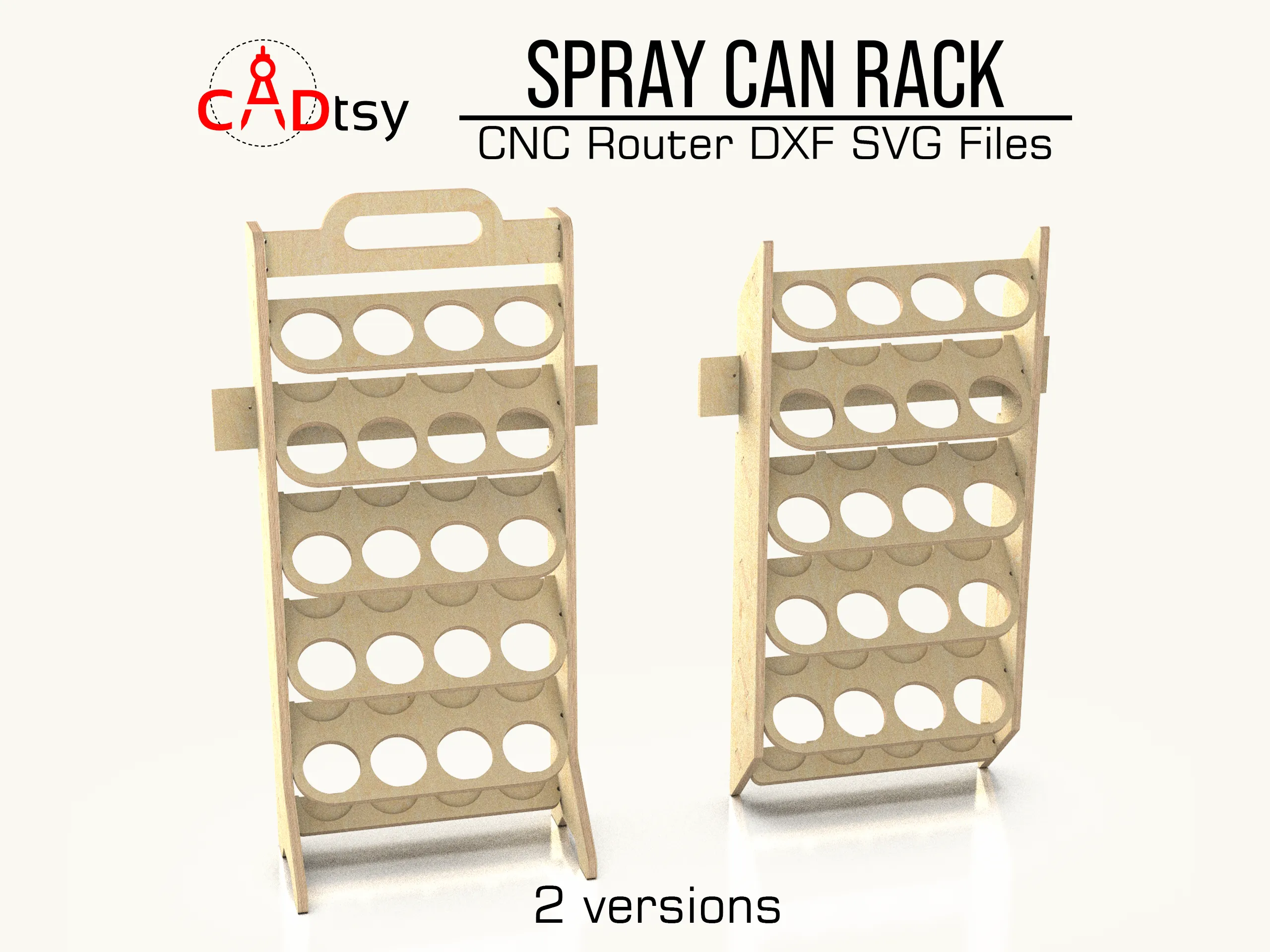 Spray Can Holder Rack DXF / SVG CNC Router Cut Files - Workshop Tool Organizer (2 versions)