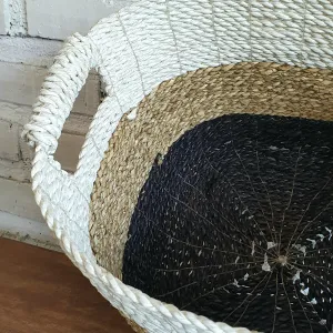 Square White Natural Black Grass Basket