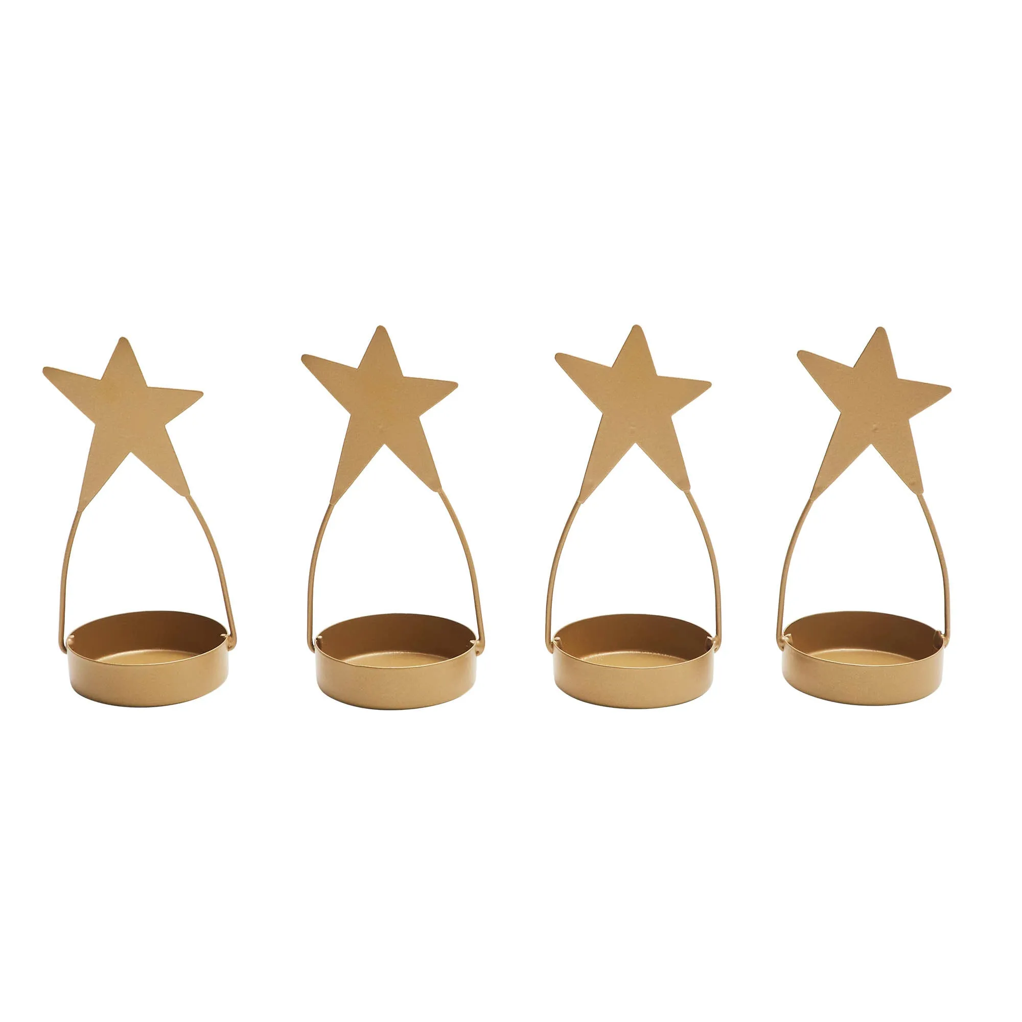 Star Tealight Holder Gold Set of 4 4x1.75x1.75