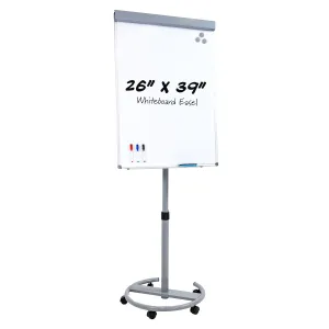 Sunnydaze Adjustable Rolling Magnetic Whiteboard with Flip Chart