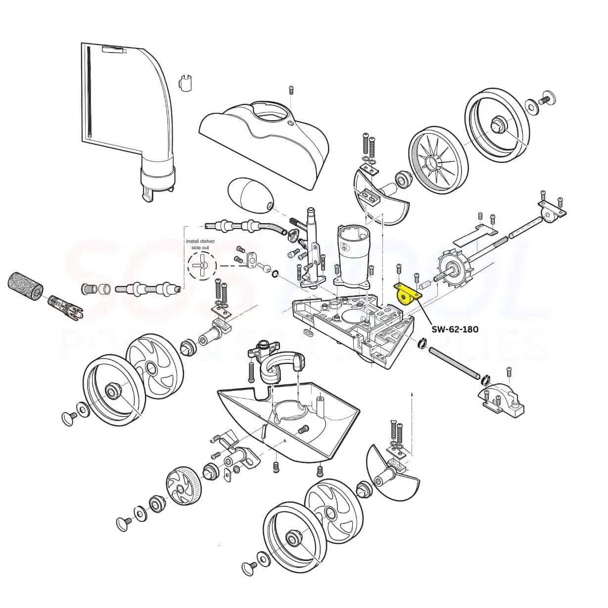 Swimables Turbine Ball Bearing For Polaris Vac-Sweep 180 and 280 Cleaners | C80 | SW-62-180