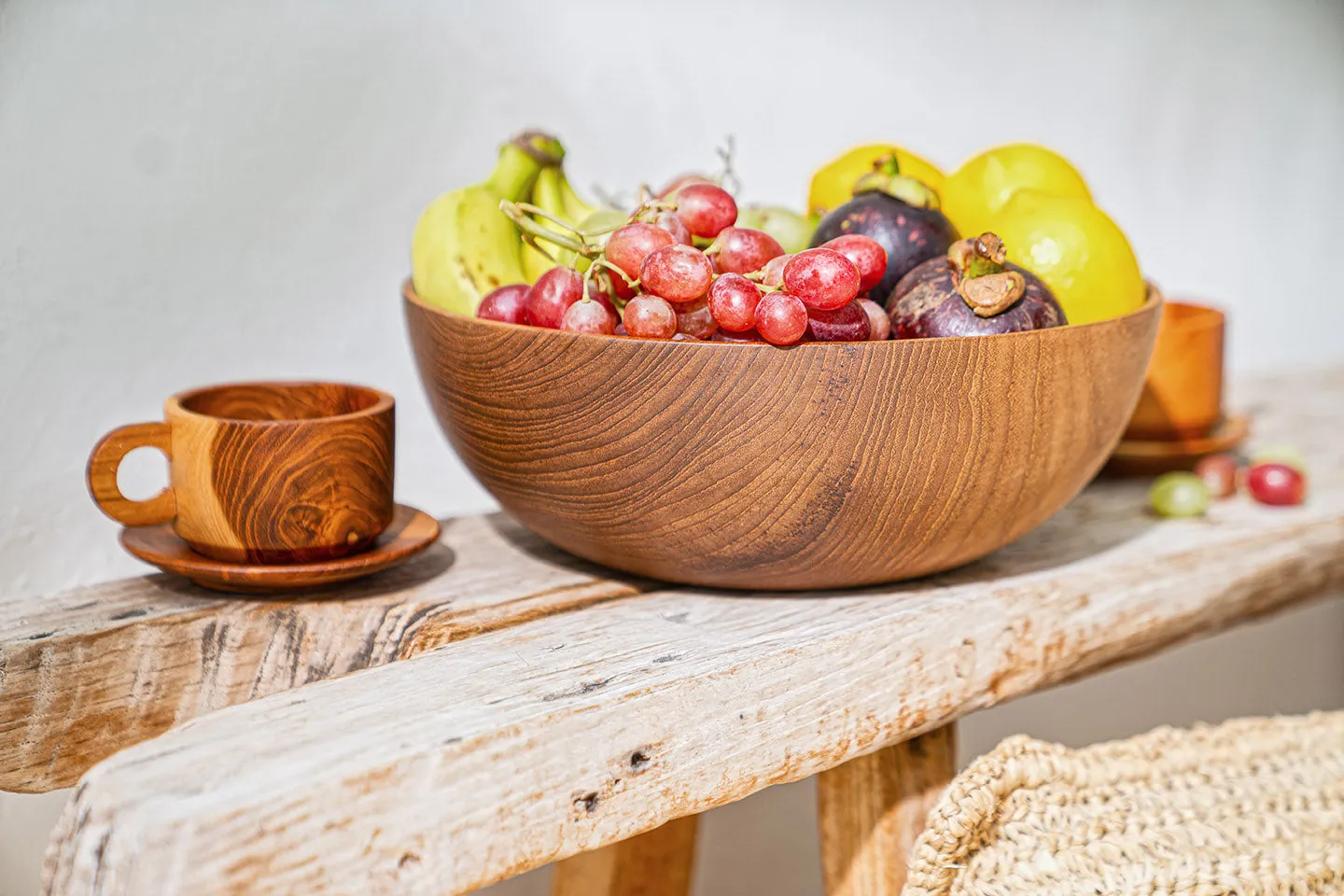 Teak Wood Coffee/Tea Cup Set