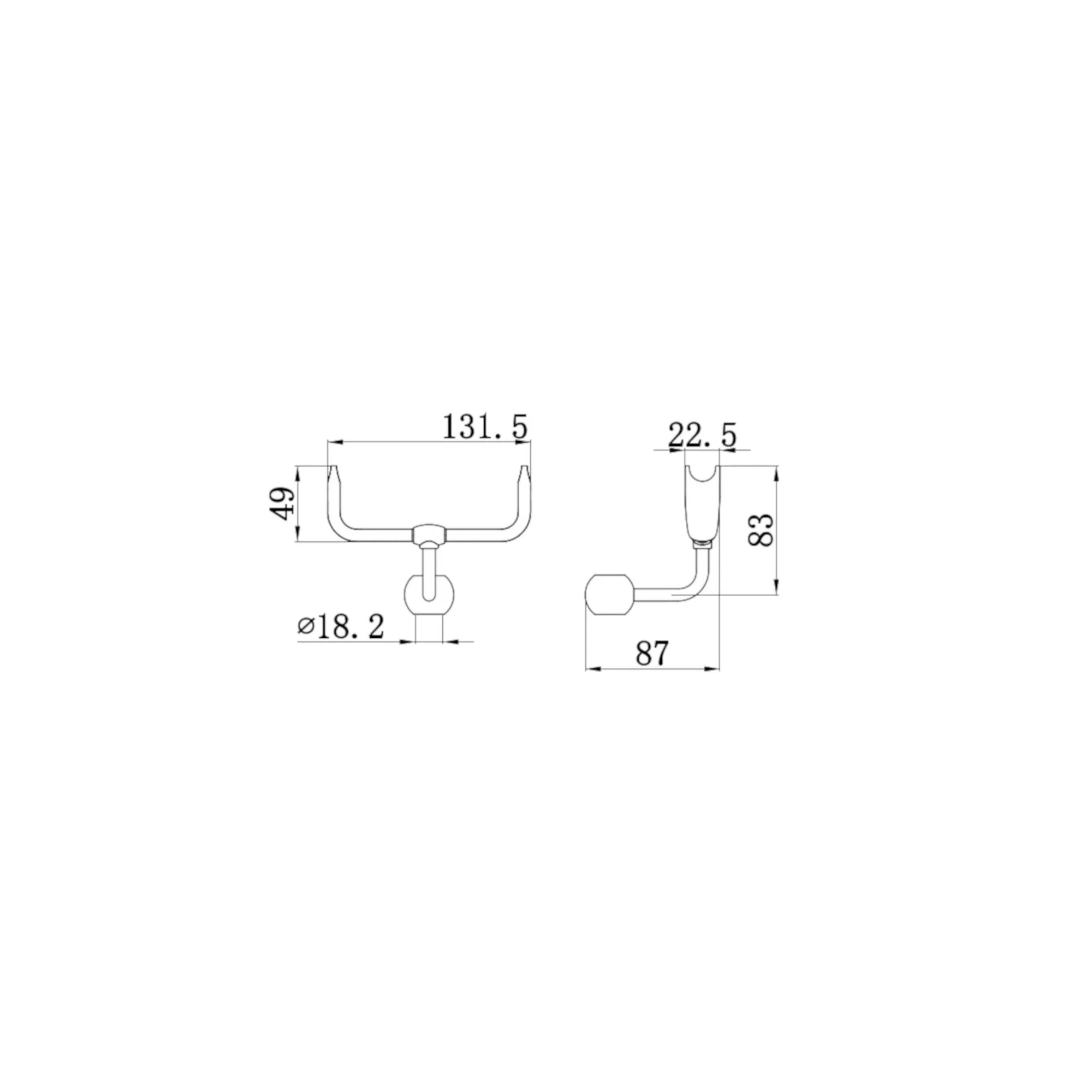 Telephone style rigid riser bracket for shower heads solid brass - chrome